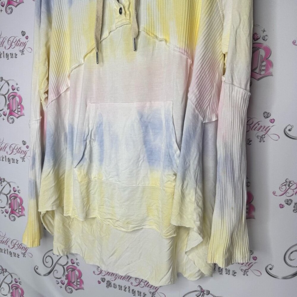 POL hoodie style ombré buttons Tie-Dye Hooded Long Sleeve Top - Picture 5 of 11